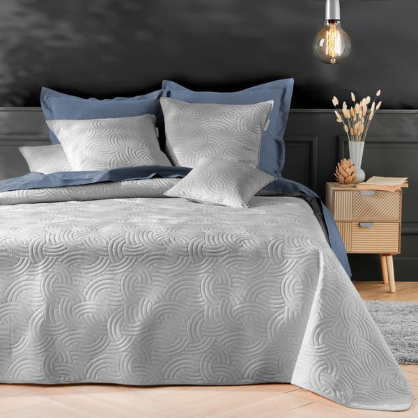 Szary aksamitny zestaw narzuty na łóżko i poszewki na poduszkę 240x260 cm Solange – douceur d'intérieur-image-1