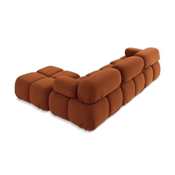 Pomarańczowy aksamitny narożnik modułowy Lokua – Makamii-image-4