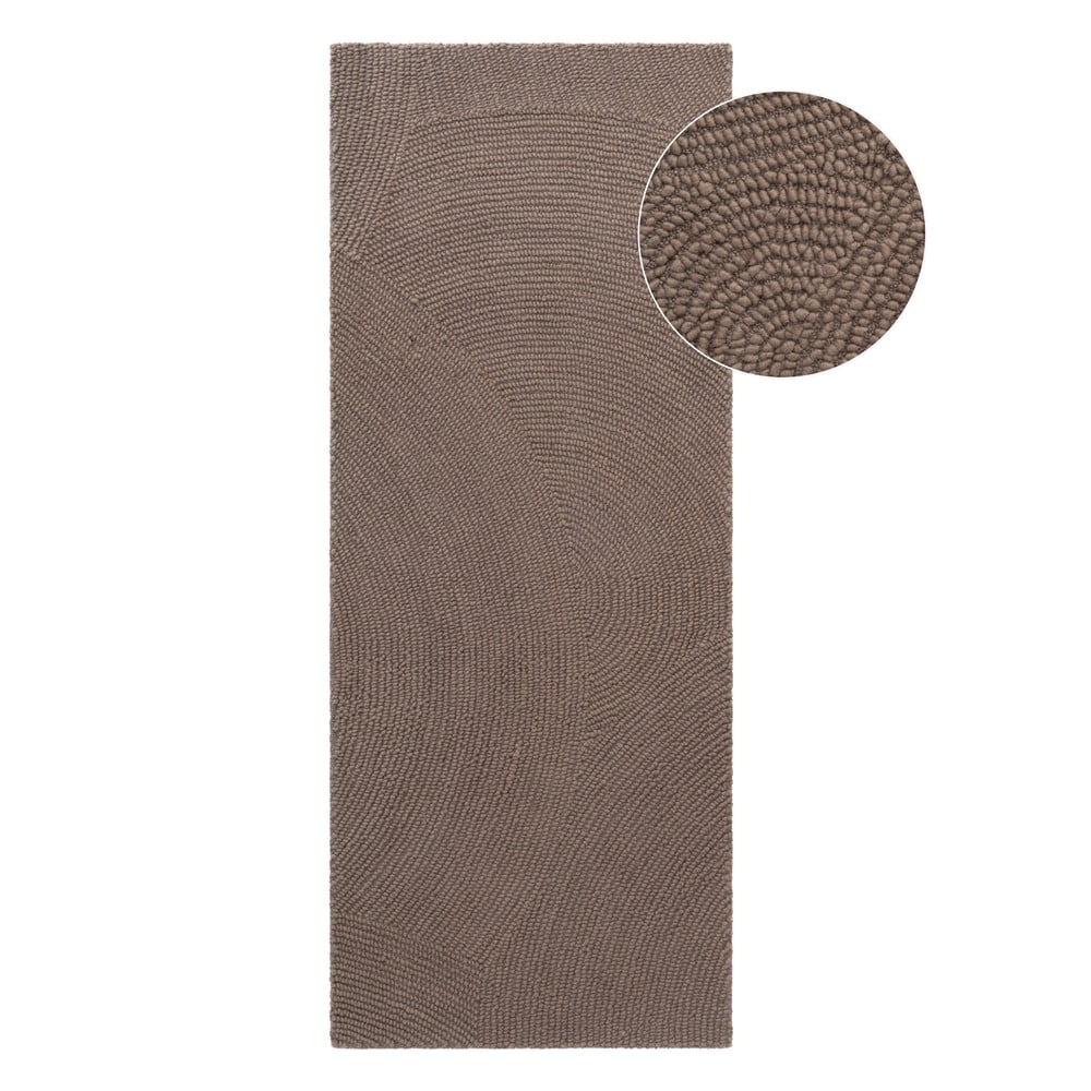 Szarobrązowy wełniany chodnik tkany ręcznie 80x200 cm Eleni Taupe – Hanse Home