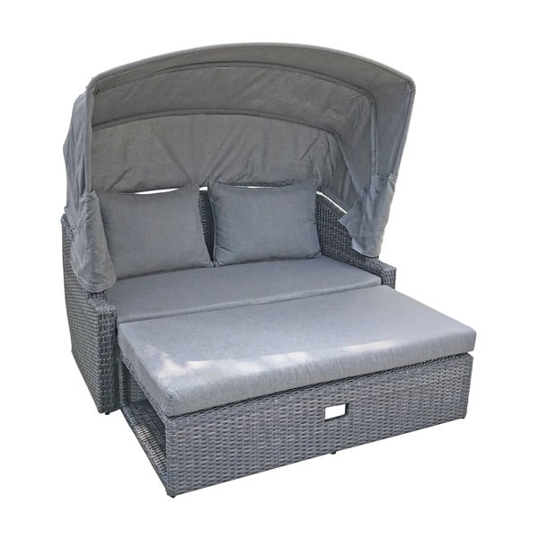 Szara sofa ogrodowa z imitacji rattanu Monte Carlo – Garden Pleasure-image-1