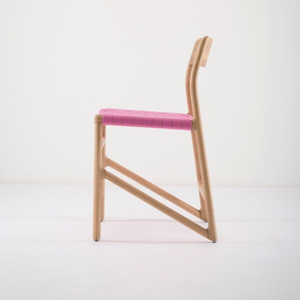 Krzesło z litego drewna dębowego z różowym siedziskiem Gazzda Fawn-image-1