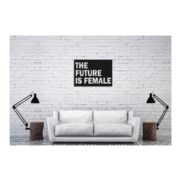 Czarny napis dekoracyjny Oyo Concept The Future Is Female, 40x60 cm