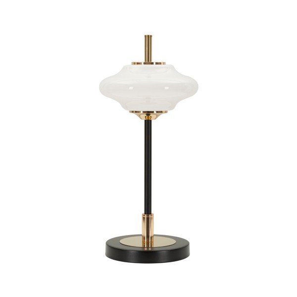 Biało-czarna lampa stołowa ze szklanym kloszem (wysokość 46 cm) Vintage – Mauro Ferretti