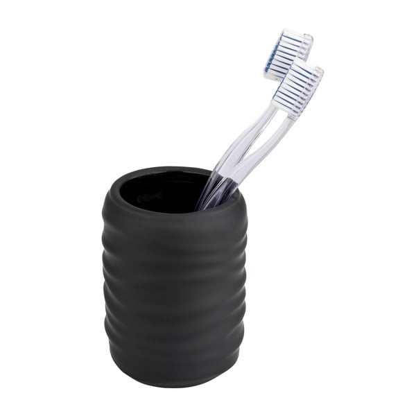 Czarny kubek na szczoteczki do zębów ceramiczny Illana – Wenko-image-1
