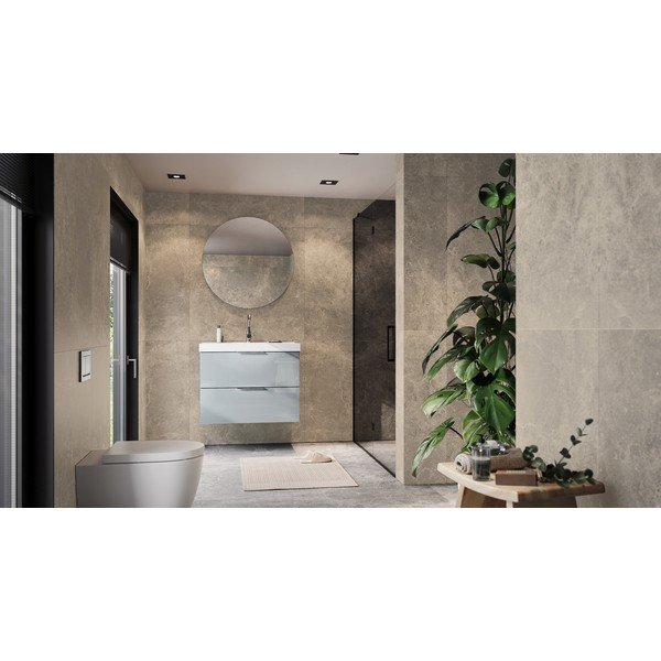 Szara wisząca szafka pod umywalkę z połyskiem 81x65 cm Celano – Germania-image-2
