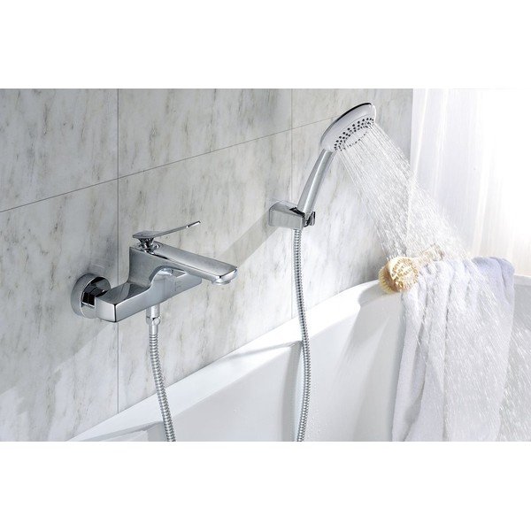 Uchwyt na słuchawkę prysznicową z mosiądzu w kolorze srebra z połyskiem Jumper – Sapho-image-1