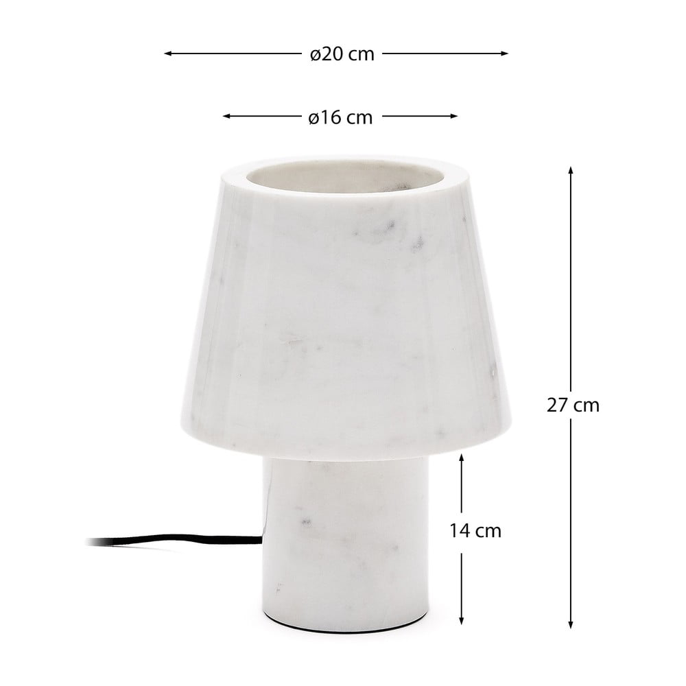Marmurowa lampa stołowa w kolorze kości słoniowej z marmurowym kloszem (wysokość 27 cm) Alaro – Kave Home (zdjęcie 6)