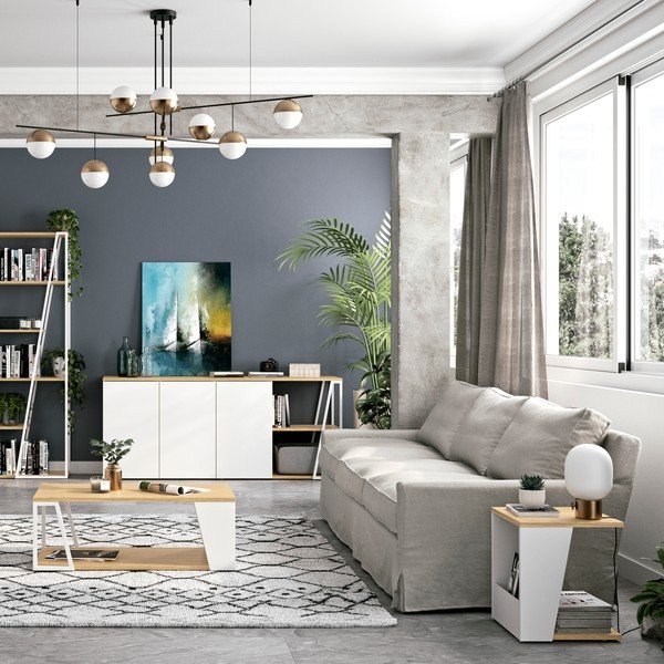 Stolik z blatem w dekorze dębu 40x40 cm Albi – TemaHome-image-1