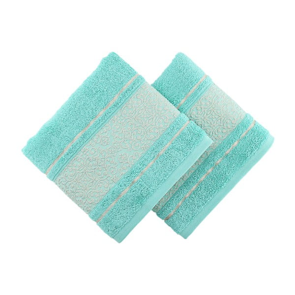 Zestaw 2 niebiesko-zielonych ręczników Fance, 30x50 cm