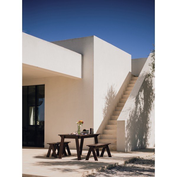 Ciemnobrązowa drewniana ławka ogrodowa Navo – noo.ma-image-4