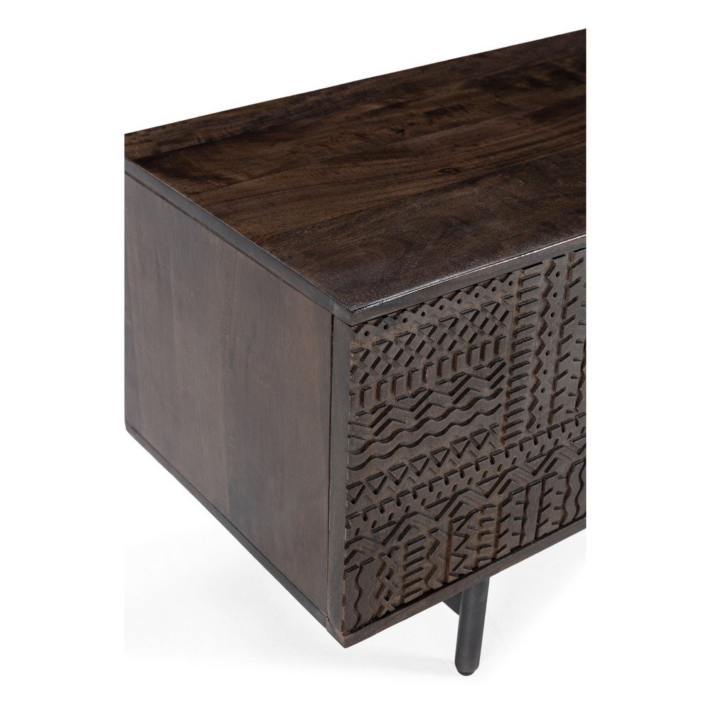 Ciemnobrązowa szafka pod TV z litego drewna mango 145x48x40 cm Kalai – MOME (zdjęcie 8)