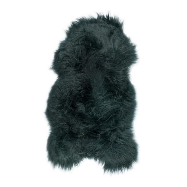 Ciemnozielony futrzany dywan z owczej skóry z długim włosiem Arctic Fur Ptelja, 100x55 cm
