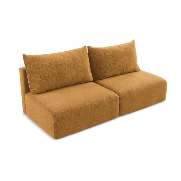 Pomarańczowa rozkładana/ze schowkiem sofa 216 cm Kalena – Makamii-image-3