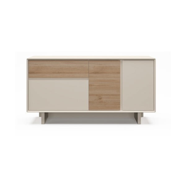 Beżowo-naturalna komoda w dekorze dębu 146x76x45 cm Carpi – Marckeric