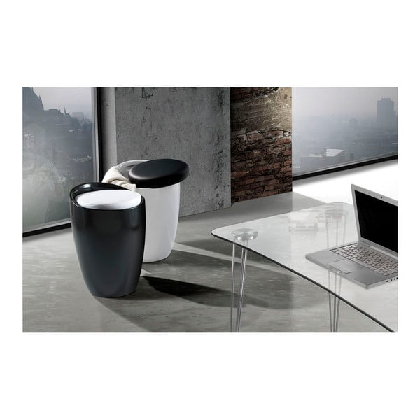 Czarno-biały taboret ze schowkiem Tomasucci Pillow-image-3