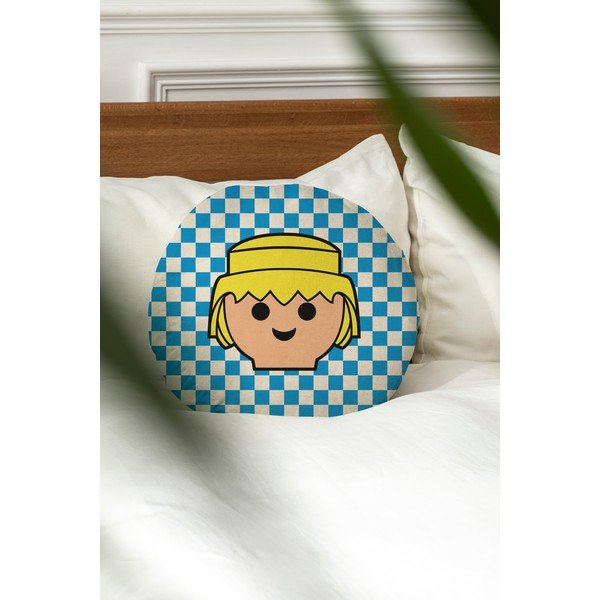 Poduszka dziecięca z mieszanki lnu Checkerboard – Playmobil-image-1