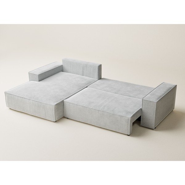 Jasnoszary rozkładany/ze schowkiem narożnik z tkaniny szenilowej (lewostronny/z szezlongiem) Maze – Maison de Rêve-image-3