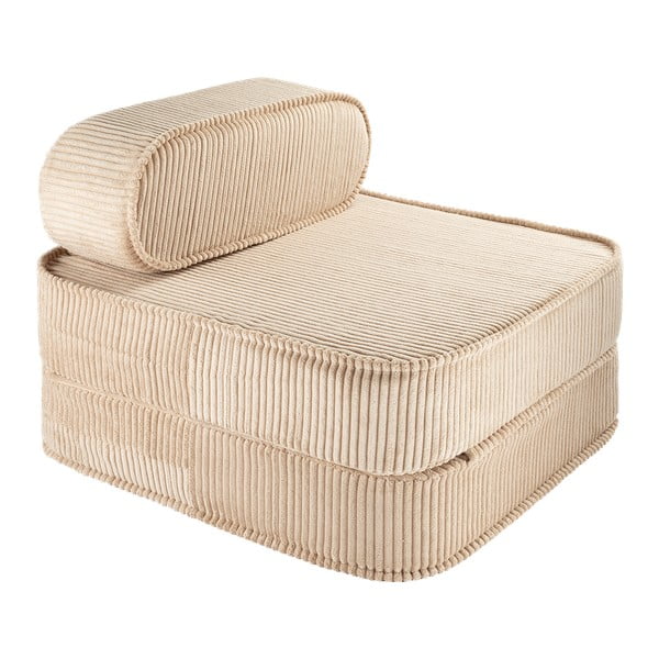 Jasnobrązowy sztruksowy fotel dziecięcy Flip – Wigiwama