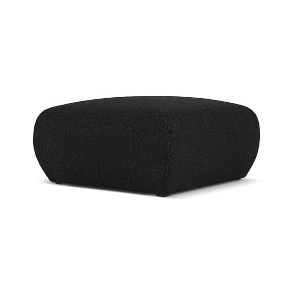 Czarny puf z materiału bouclé Molino – Micadoni Home-image-1