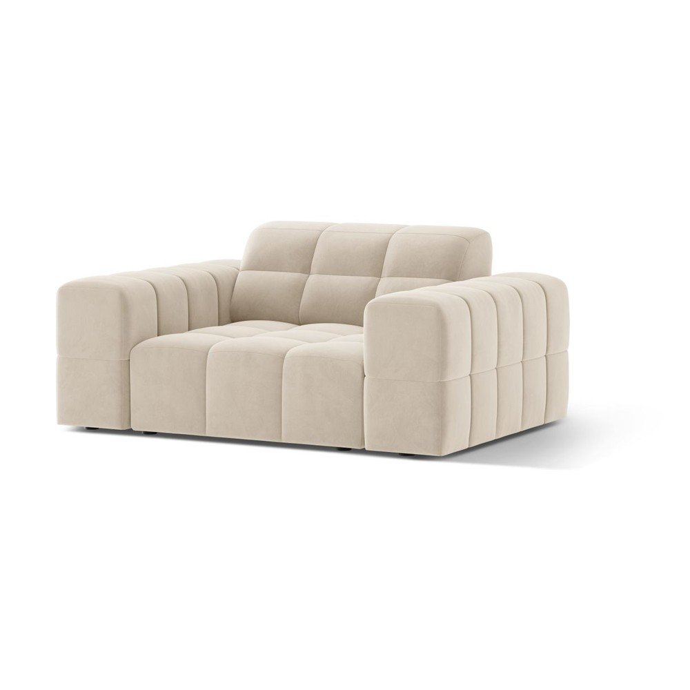 Kremowy aksamitny fotel Chicago – Cosmopolitan Design