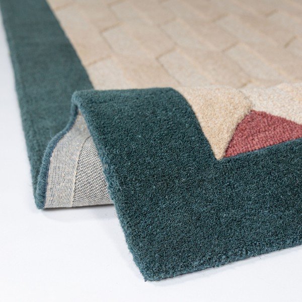 Wełniany chodnik tkany ręcznie w naturalnym kolorze/zielononiebieski 60x230 cm Apex Border Wool – Flair Rugs-image-2