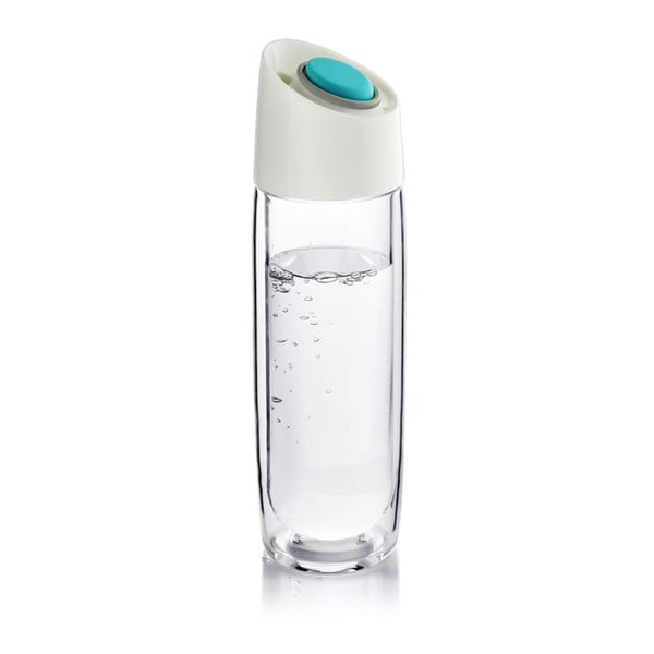 Szklana butelka termiczna z zielonym detalem Asobu Simply Clear