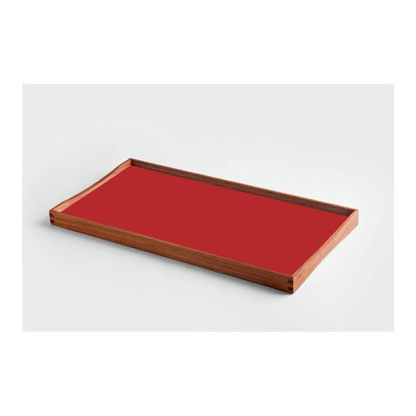 Taca z drewna tekowego z czerwoną deską Architectmade, dł. 45 cm