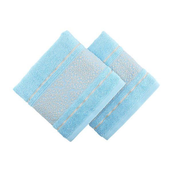 Zestaw 2 niebieskich ręczników Fance, 50x90 cm