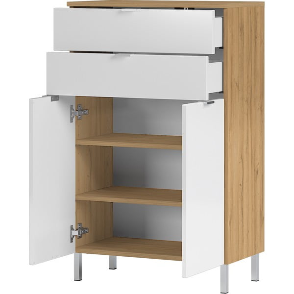 Biała szafka z dekorem dębu Germania Mauresa, wys. 97 cm-image-3