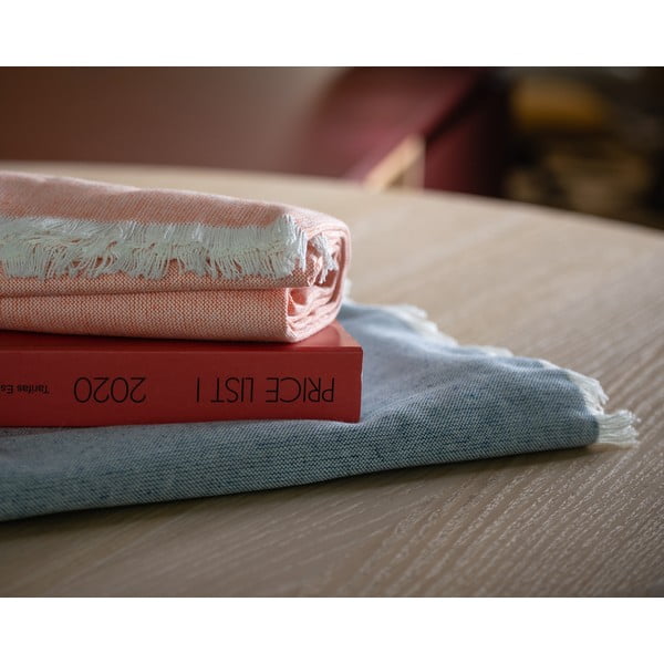 Niebieski pled z domieszką bawełny Euromant Summer Linen, 140x180 cm-image-1