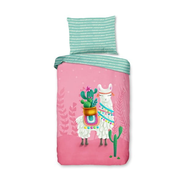 Różowo-turkusowa bawełniana pościel dziecięca jednoosobowa 140x200 cm Lalama – Good Morning