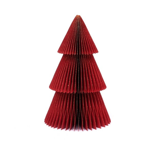 Błyszcząca czerwona papierowa ozdoba świąteczna w kształcie choinki Only Natural, wys. 22,5 cm