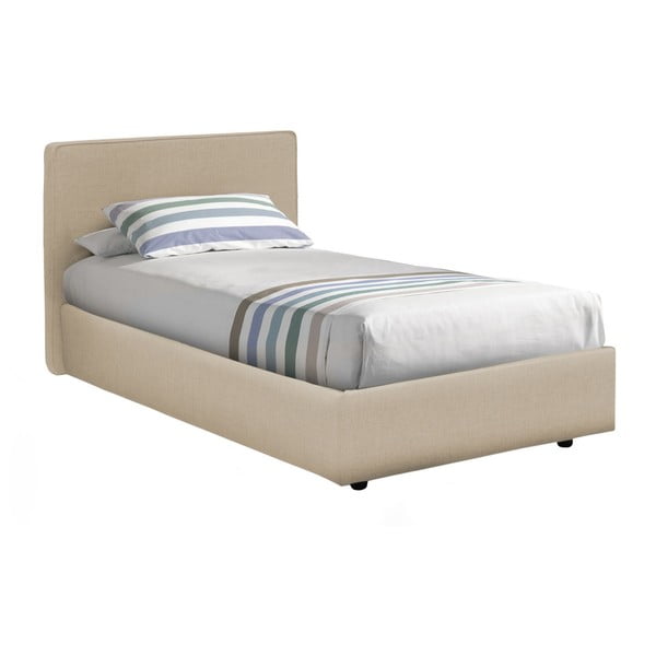 Kremowe łóżko jednoosobowe ze schowkiem i materacem 13Casa Ninfea, 80x190 cm