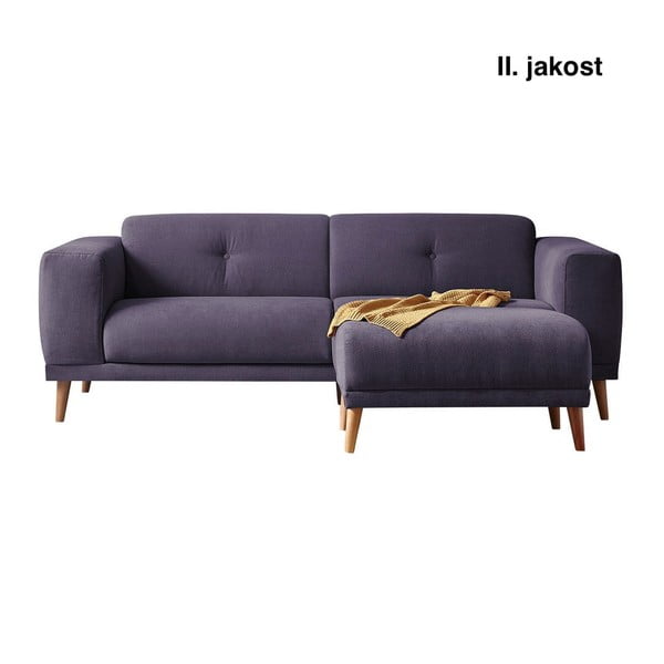 (II. jakość) Fioletowa sofa z podnóżkiem Bobochic Paris Luna