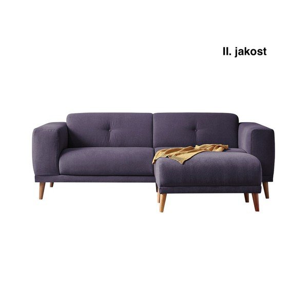 (II. jakość) Fioletowa sofa z podnóżkiem Bobochic Paris Luna