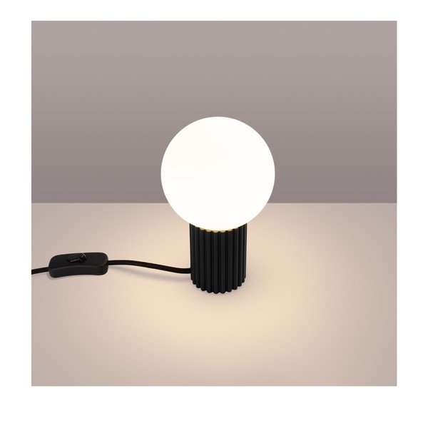 Czarna lampa stołowa ze szklanym kloszem (wysokość 19 cm) Orbital – Sollux-image-1