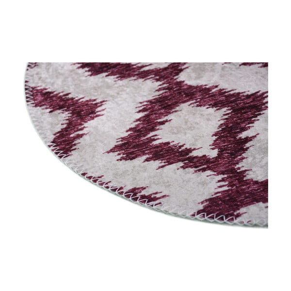 Bordowo-biały okrągły dywan odpowiedni do prania ø 100 cm – Vitaus-image-2