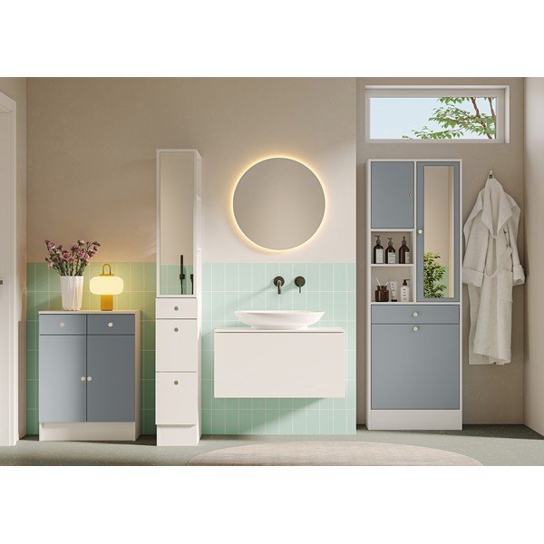 Biało-szara szafka łazienkowa 63x181 cm Combi – TemaHome-image-1