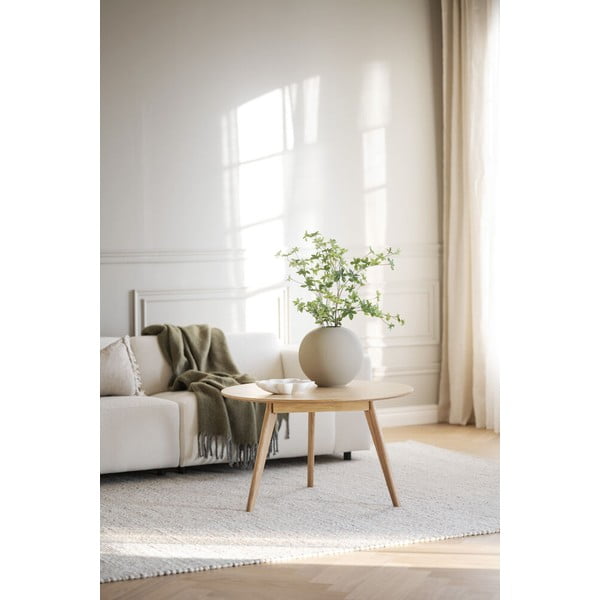 Naturalny okrągły stolik w dekorze dębu 90x90 cm Yumi – Rowico-image-2