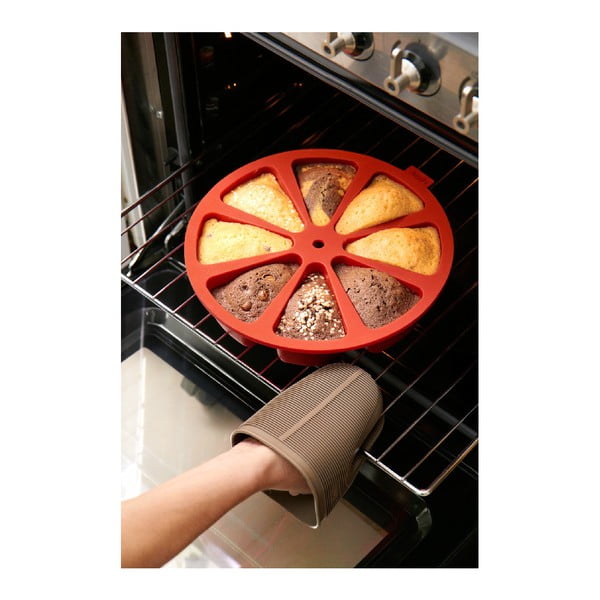 Czerwona silikonowa forma do tortu z przegródkami Lékué, ⌀ 26,5 cm-image-4