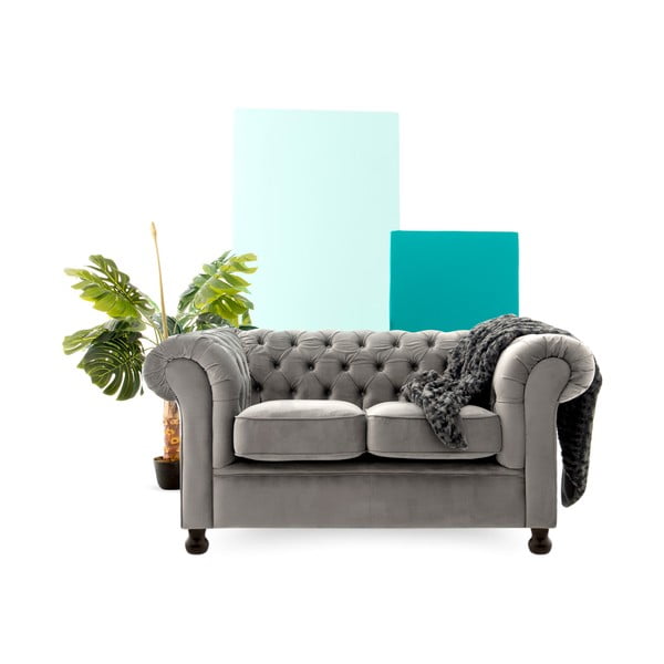 Szara sofa 2-osobowa Vivonita Chesterfield-image-3