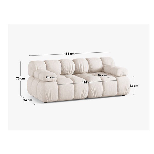Szara aksamitna sofa modułowa 188 cm – Micadoni -image-4