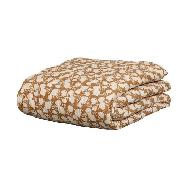 Brązowa/beżowa bawełniana narzuta na łóżko dwuosobowe 220x265 cm Foliage – BePureHome