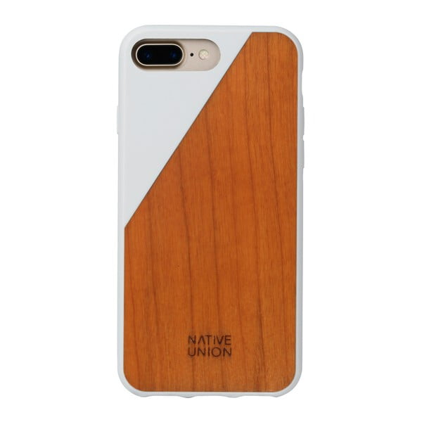 Białe etui na telefon z drewnianym detalem iPhone 7 i 8 Plus Native Union Clic Wooden