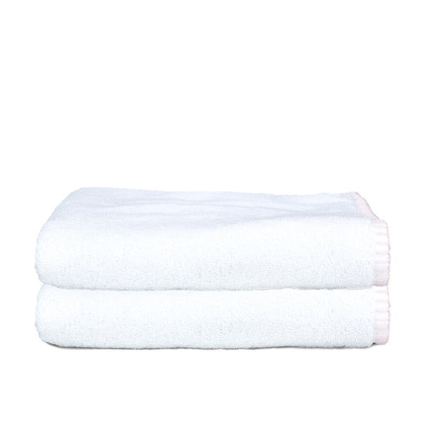 Zestaw 2 ręczników Whyte 100x150 cm, biało-różowy