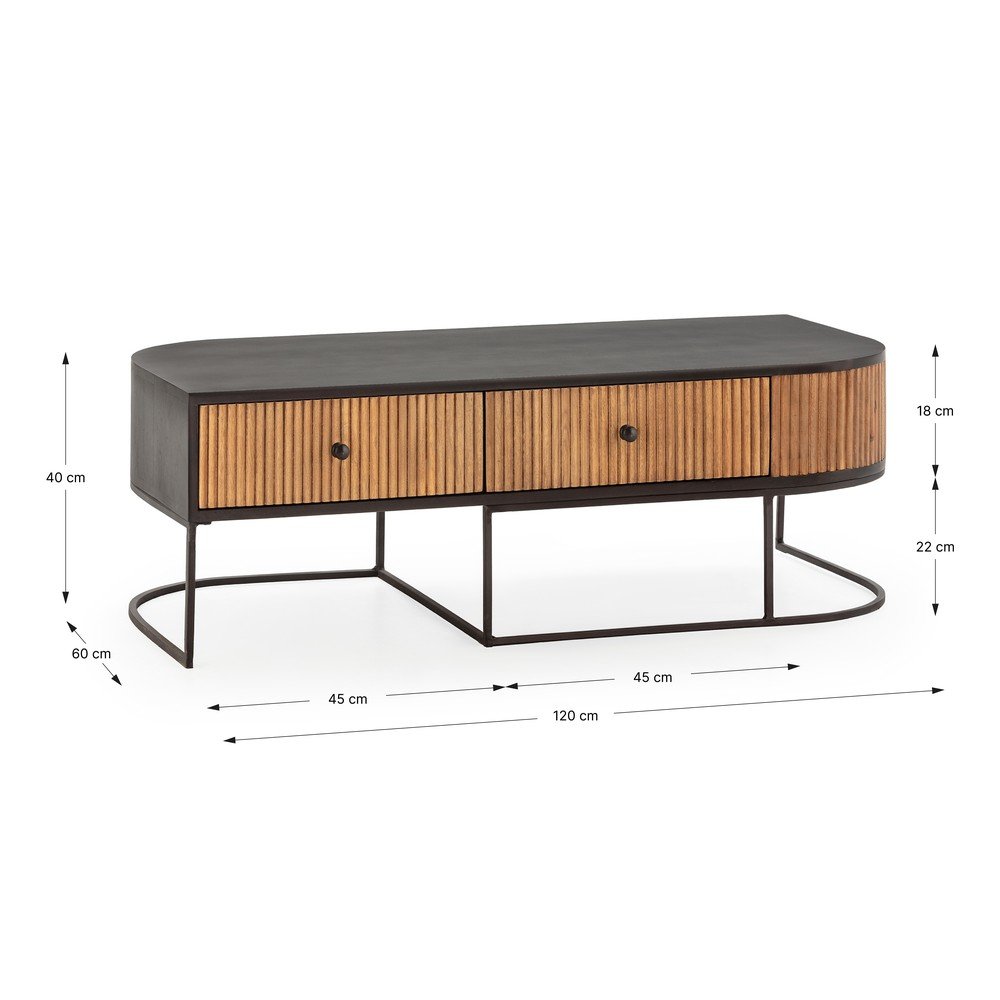 Stolik z litego drewna mango w naturalnym kolorze 60x120 cm Curve – MOME (zdjęcie 8)