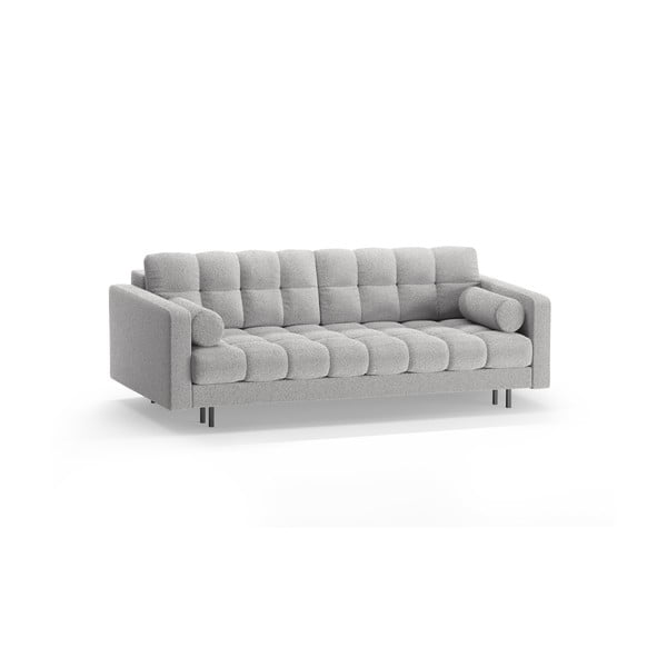 Jasnoszara rozkładana sofa ze schowkiem z materiału bouclé 222 cm Bali – Cosmopolitan Design-image-3