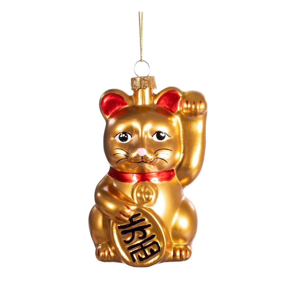 Szklana ozdoba świąteczna wykonana ręcznie 11 cm Lucky Cat – Sass & Belle