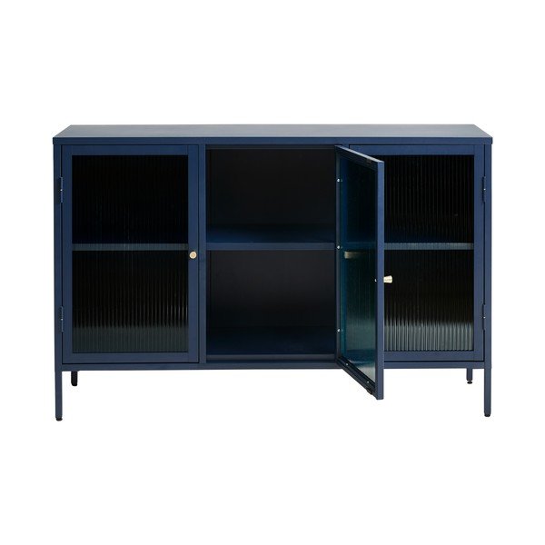 Niebieskia metalowa witryna Unique Furniture Bronco, wys. 85 cm-image-2