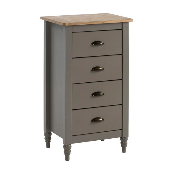 Szara komoda z litego drewna sosnowego z 4 szufladami Marckeric Joyce, wys. 83 cm-image-2
